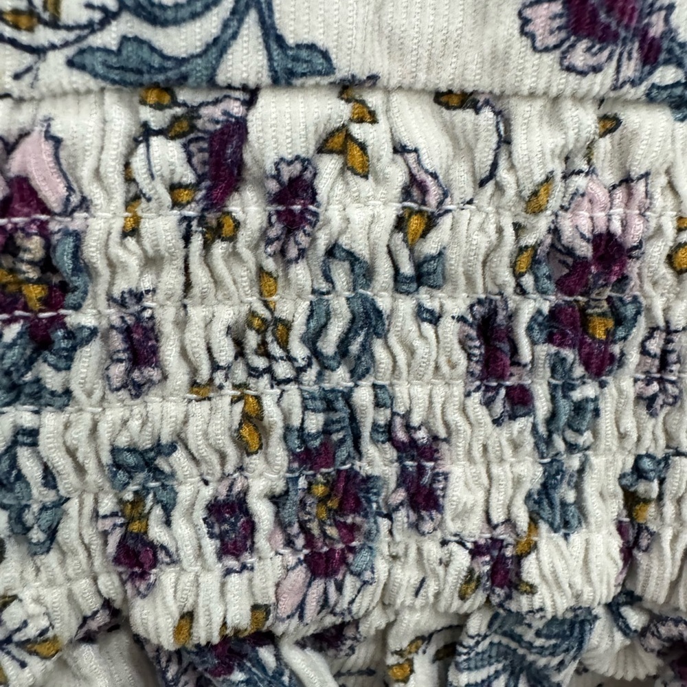 Joie Purple and Blue Floral corduroy, long sleeve Peter Pan collar Top - Picture 5 of 7